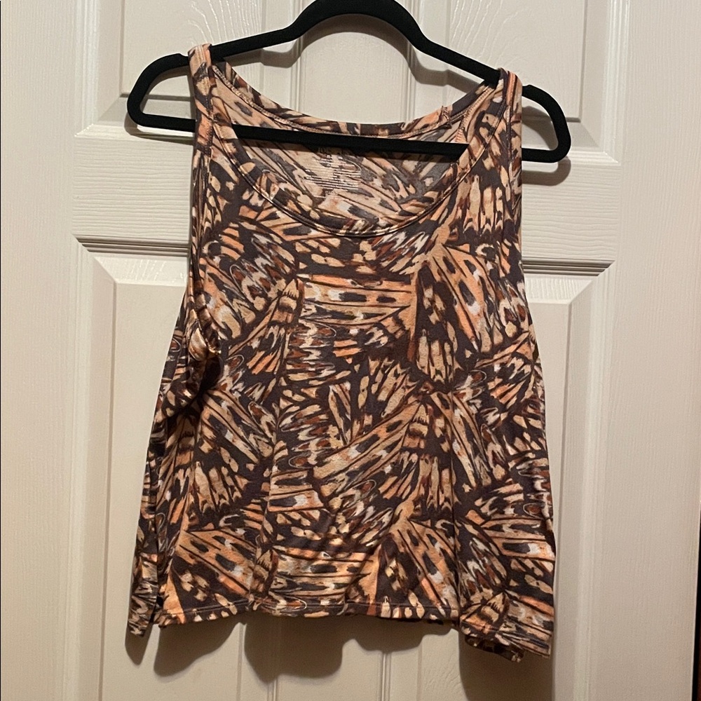 Joyspun/Brown and Tan Patterned Women's Tank Top